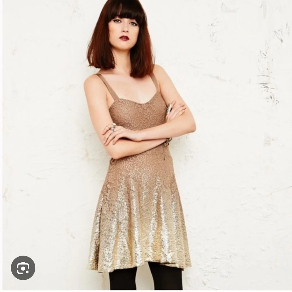 Free People Foil Ombré Lace Dress Size Small - Picture 3 of 8